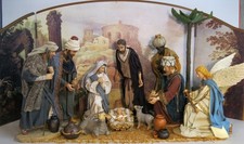 Kirkland 20-Piece Fabric Mache/Antiqued Style Nativity Set; Complete picture
