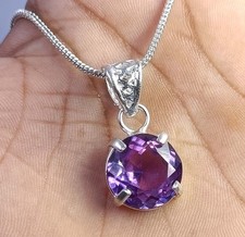 Natural 22 Ct Purple Alexandrite Round 925 Silver Pendant For Women Gems 6SHG picture