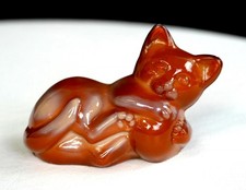 Fenton Chocolate Glass Kitten With Ball 100th Anniversary 3