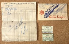 1947 Texas Ephemera Lot Katy Railroad Pullman Tickets Austin Hotel Bill Archive picture