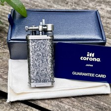 IM Corona Old Boy Pipe LighterAntique silver plated Arabesque Japan Made 64-7525 picture