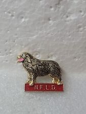 Vintage Newfoundland Dog Enamel Lapel Pin Latch Clasp Gold Toned N.F.L.D. picture