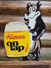 VINTAGE HAMMS BEER PORCELAIN SIGN OLD PABST BREWING MILWAUKEE WISCONSIN BEAR TAP picture