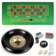 Casino Night Complete Game Set Include 16'' Green Roulette Wheel 35