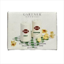 New Gartner Studios Ceramic Football Salt and Pepper Shakers Set NIB picture