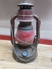 Vintage Dietz Blue Little Wizard R.R. Oil Lantern. RED Glass Globe picture