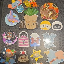 Disney Mixed Character Pin Set Lot 16 - Dumbo Groot Peter Pan EVE Stitch picture
