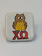 Chi Omega Owl Fridge Magnet Owl & Greek Letters Small Square picture