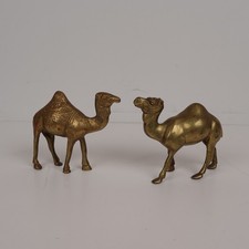 Pair of Brass Single-Hump Camel Figurines, Engraved & Smooth picture