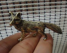 Solid Brass Fox Figurine Handmade Miniature Statue Home Ornament picture