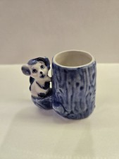 Delft Blue Handpainted Toothpick Holder With Mouse On Tree Stump  picture