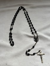 Vintage AFCO Marked Sterling Silver Black Beads Rosary Crucifix. “Italy”. 21.5” picture