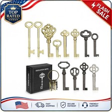 12pcs Skeleton Key Set | Universal Hollow Barrel Keys for Antique Cabinet Door picture