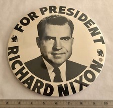 RICHARD NIXON -- 9 INCH -- HUGE 1960 PHOTO BUTTON -- RARE --  picture