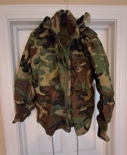 Vtg US Army Woodland Camo Cold Weather Field Coat Mens Small Military Jacket picture
