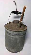 Vtg Delphos Galvanized Metal Gas Oil Kerosene 1 Gal Can Farmhouse Wooden Handle picture