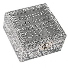 Antique Look Langston Metal Memory Box 2x4x4 Hinged Latch Square | storage box picture