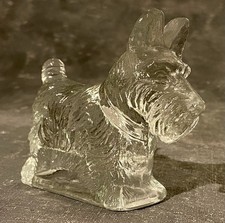 VINTAGE Scottie Scotty Dog Westie Terrier Figurine 4” Pressed Clear Glass picture