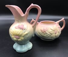Vtg Hull Art Pottery Magnolia Small Ewer Handled Pitcher & Handled Sugar Bowl picture