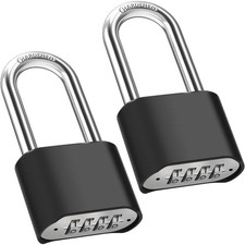 Long Shackle Combination Padlock 2 Pack Weatherproof Outdoor High Security picture