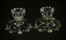 Candle Holders Clear Glass Ribbed Petal Pattern Candlestick picture
