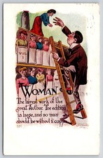 Comic~Man Gets Woman By Great Author Off Shelf~HH Tammen~c1910 Vintage Postcard picture