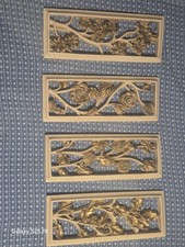 Vintage MCM Syroco style Four Seasons Floral Wall Plaques Set of 4 picture