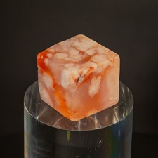 High Grade Carnelian Flower Agate Cube 46g Polished Pocket Stone Crystal Decor picture