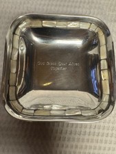 Towle Silversmith Aluminum Silverplate Square Serving Bowl Mother of Pearl Inlay picture