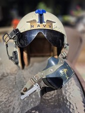 Vintage Navy Flight Helmet With Bag  And Oxygen Mask. picture
