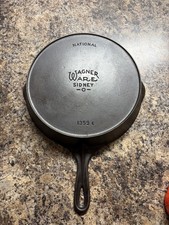 Vintage WAGNER WARE Cast Iron SKILLET Frying Pan # 9  NATIONAL  RESTORED. FLAT picture