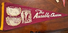 Vintage The Ausable Chasm NY Elephant Head Felt Travel Pennant Souvenir 30” picture
