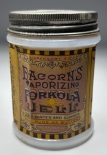 Antique Bacorn’s Forkola Jelly Milk Glass Jar Embossed Lid c1915 Advertising picture