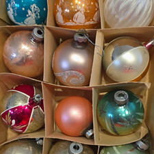 Vintage Glass Christmas Ball Baubles Ornaments Lot, Multicolor Assorted Round picture