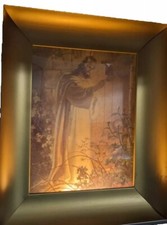  1942 USA Litho Jesus at Heart's door Light Up Metal Framed Religious Art Bible  picture