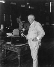 Thomas Edison with Home Projecting Kinetoscope Historical 8x10 Photo Reprint picture