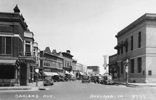 RPPC Oakland IA 1930s COMMERCIAL DISTRICT Stores Businesses in Pottawattamie Co. picture