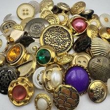 50 Best Premium MIXED LOT All Kinds Of GOLD & ANTIQUE GOLD Buttons All Sizes picture