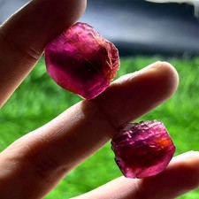 53 Ct Natural Deep Pink Rubellite Tourmaline Rough Lot 2 Pcs 18-22mm picture