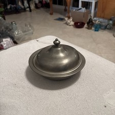 VINTAGE PEWTER Covered Bowl Dish 7.5 inches diameter/ Bowl with Cover picture
