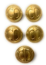 5 Designer  “CD” Christian Dior  Gold Dome Button Set 1-1/16” picture