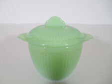 Vintage Fire King Jane Ray Jadeite Ribbed Sugar Bowl With Lid Oven Ware  picture