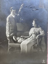 1918 RPPC Romantic Couple with Horse Postcard Kristiania Norway V.B. et Cie picture