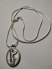 St Genevieve Medal Italy 925 sterling silver chain necklace 20