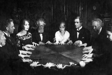 Creepy Vintage Seance PHOTO Scary Strange Spooky Dead Spirits Ghosts Group Talk picture