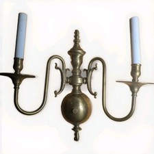 Vintage Frederick Cooper Style Brass Double Arm Wall Sconce 2 Light Ornate picture
