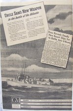 Vintage 1943 US Destroyer Escort / Nazi U-Boat Submarines Newspaper Print Ad picture