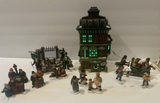 Vintage Dept 56 “A Christmas Carol” Lighted Ceramic Village Lot•14 Pieces•Works picture