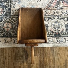 Vtg Wooden Grain Scoop Candle Wall Sconce Colonial Style Farmhouse Rustic picture