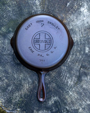 Vintage Griswold No. 7 Large Block Logo 701 D Cast Iron Skillet picture